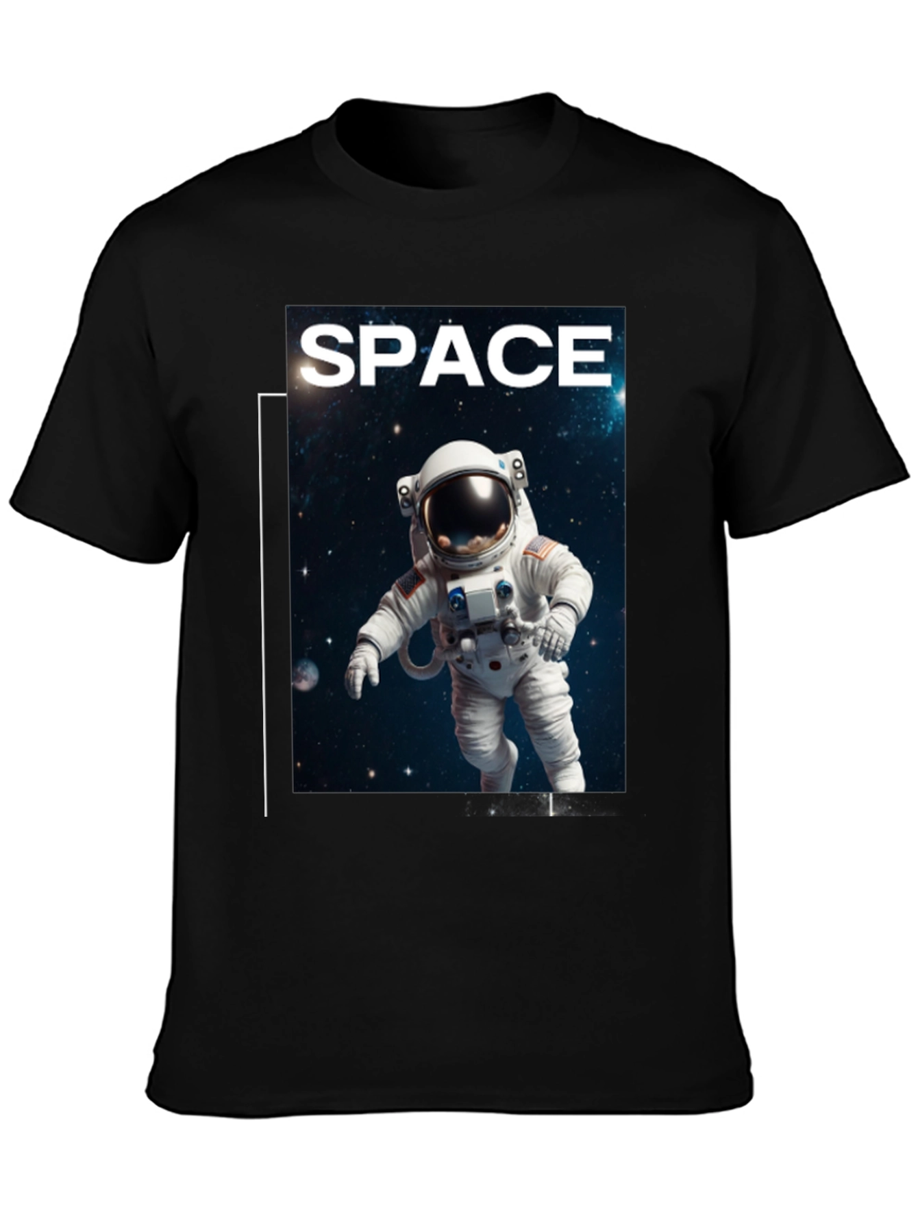Space Astronaut Graphic T-Shirt - Black Cotton Tee