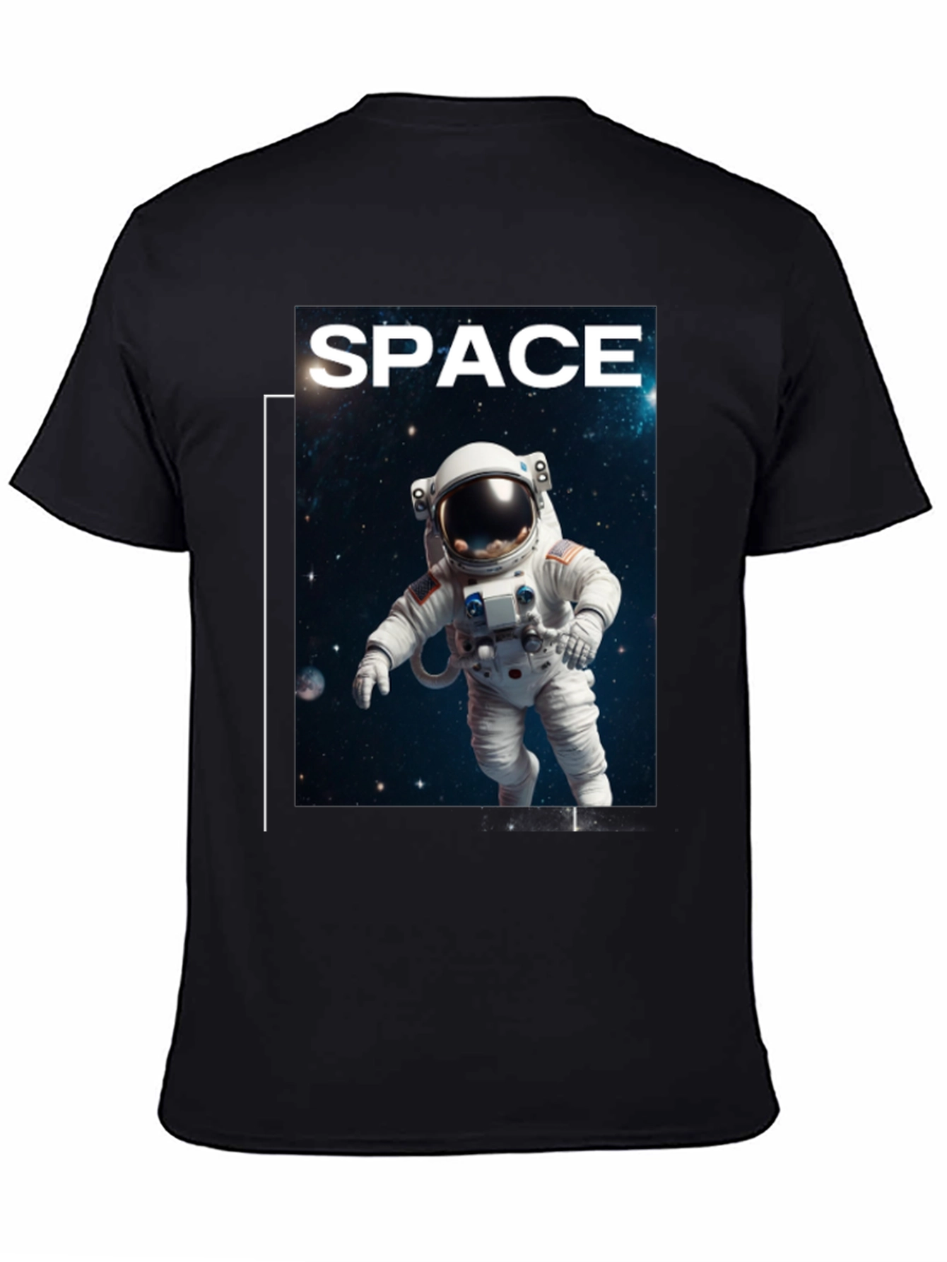 Space Astronaut Graphic T-Shirt - Black Cotton Tee