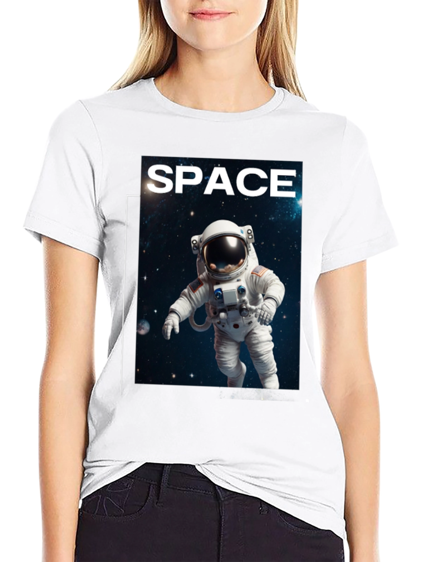 Space Astronaut Graphic T-Shirt - Black Cotton Tee