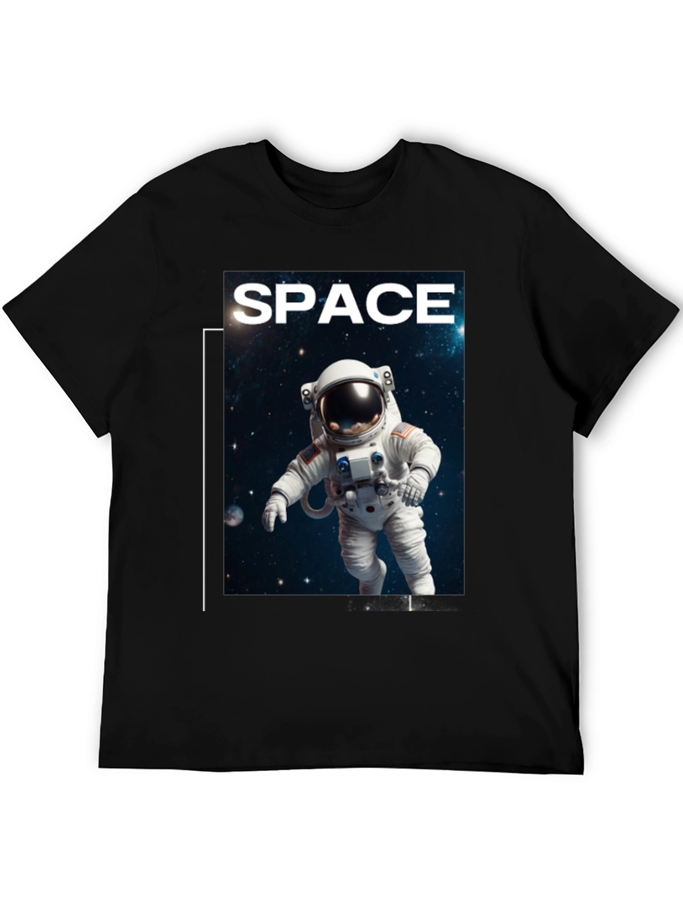 Space Astronaut Graphic T-Shirt - Black Cotton Tee