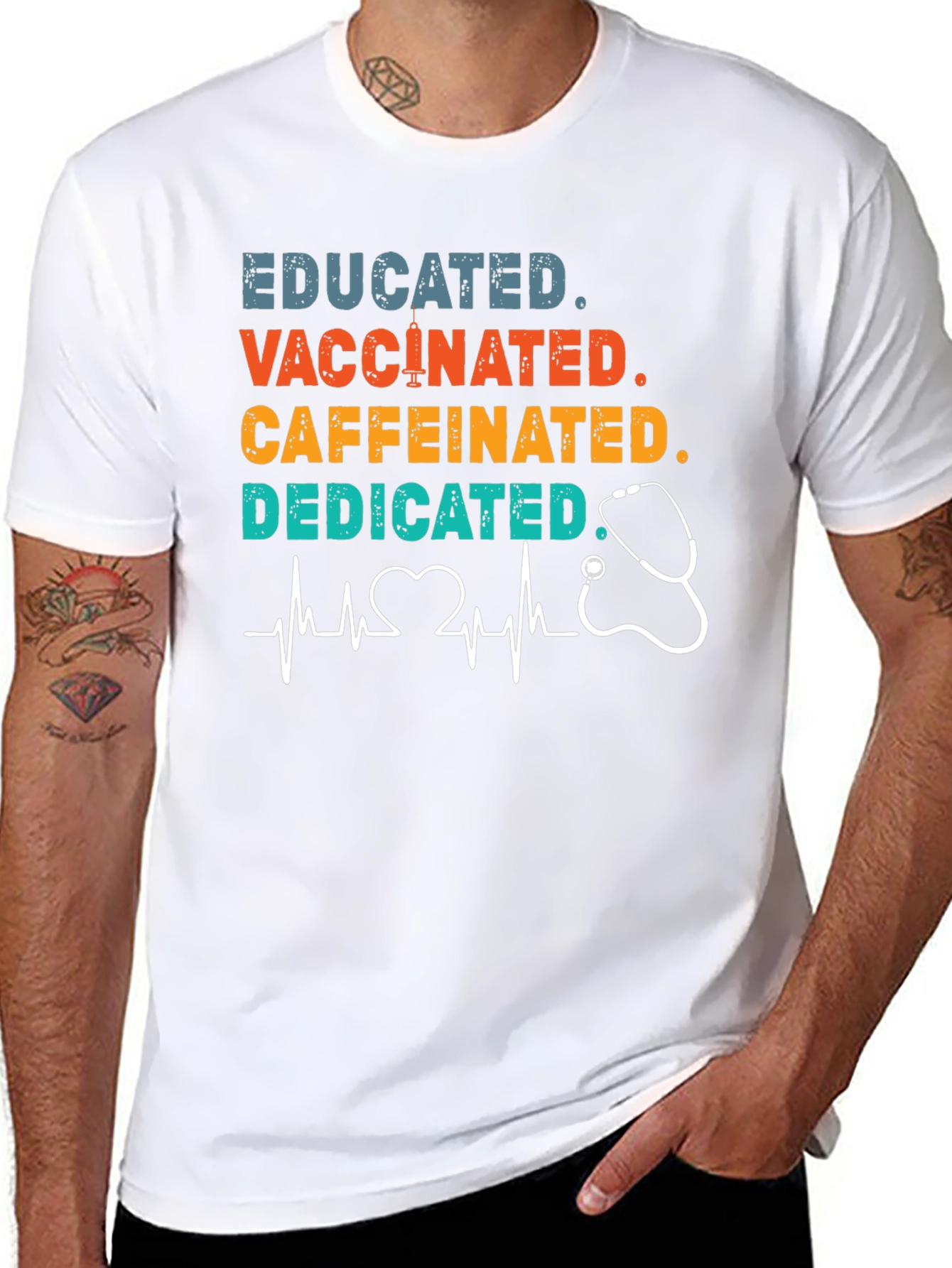 Educated Vaccinated Caffeinated Dedicated T-Shirt