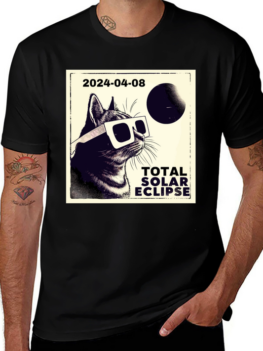 Total Solar Eclipse Cat T-Shirt - April 8 2024
