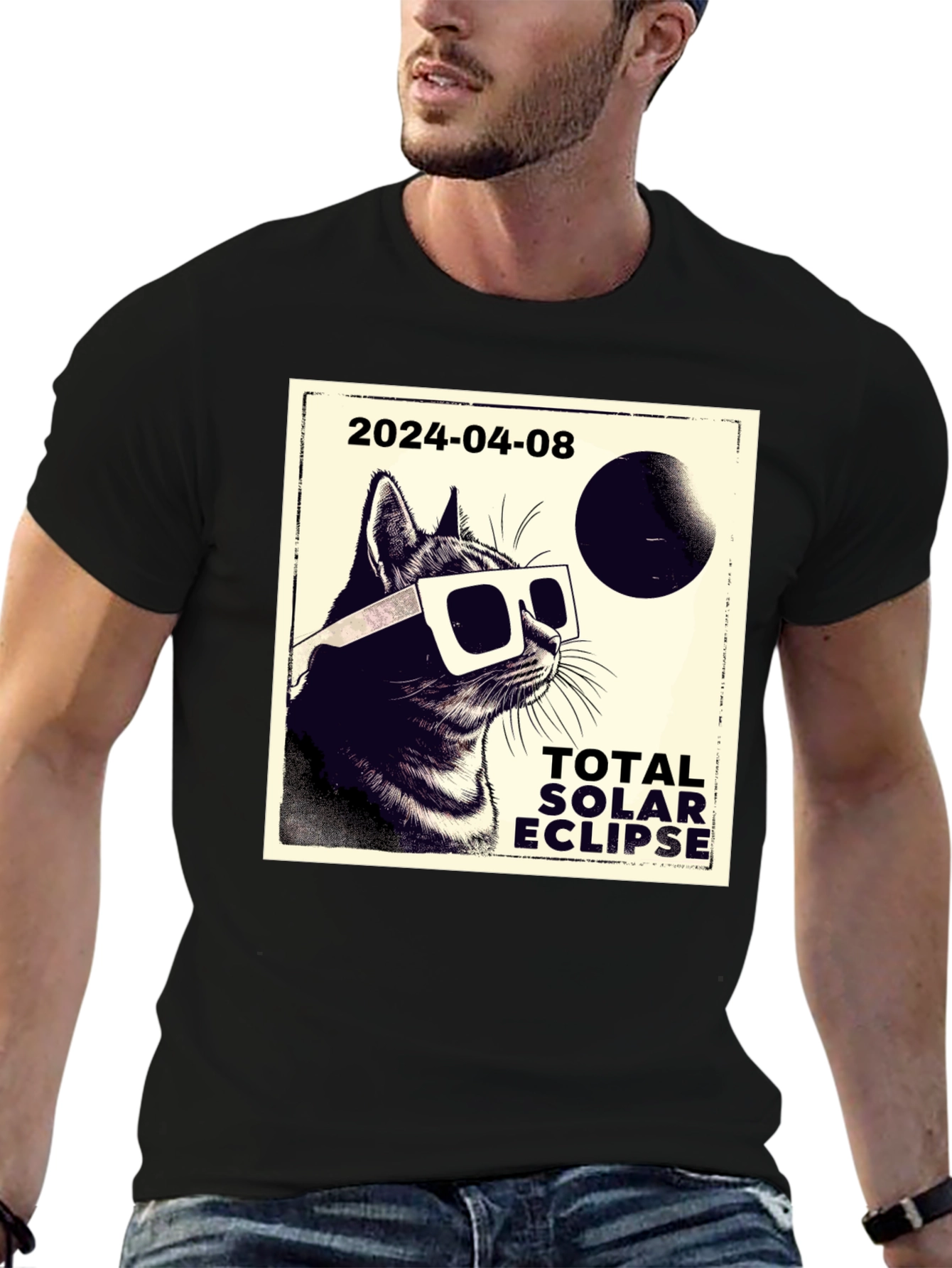 Total Solar Eclipse Cat T-Shirt - April 8 2024