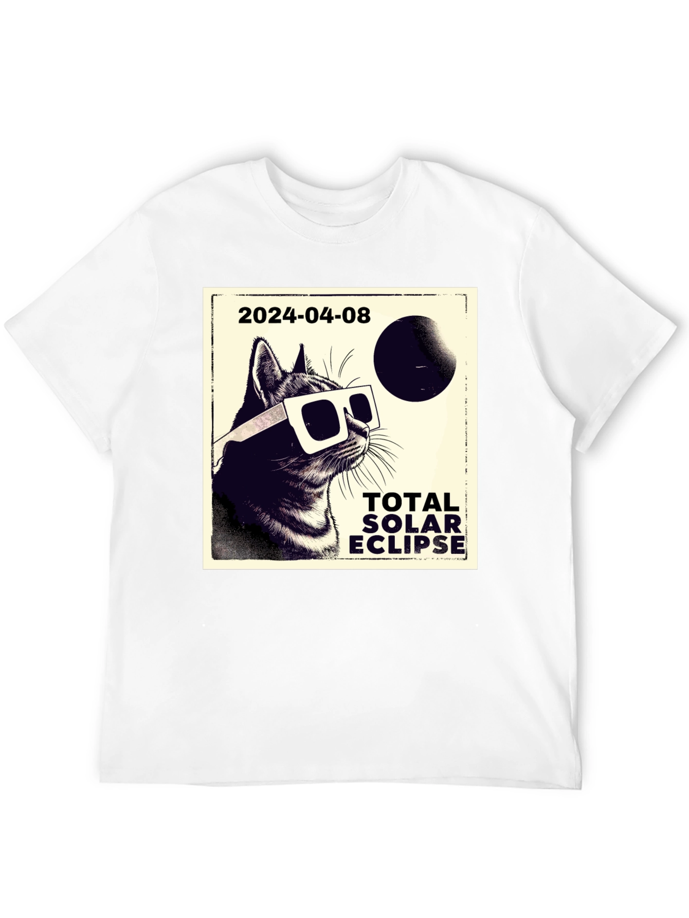 Total Solar Eclipse Cat T-Shirt - April 8 2024