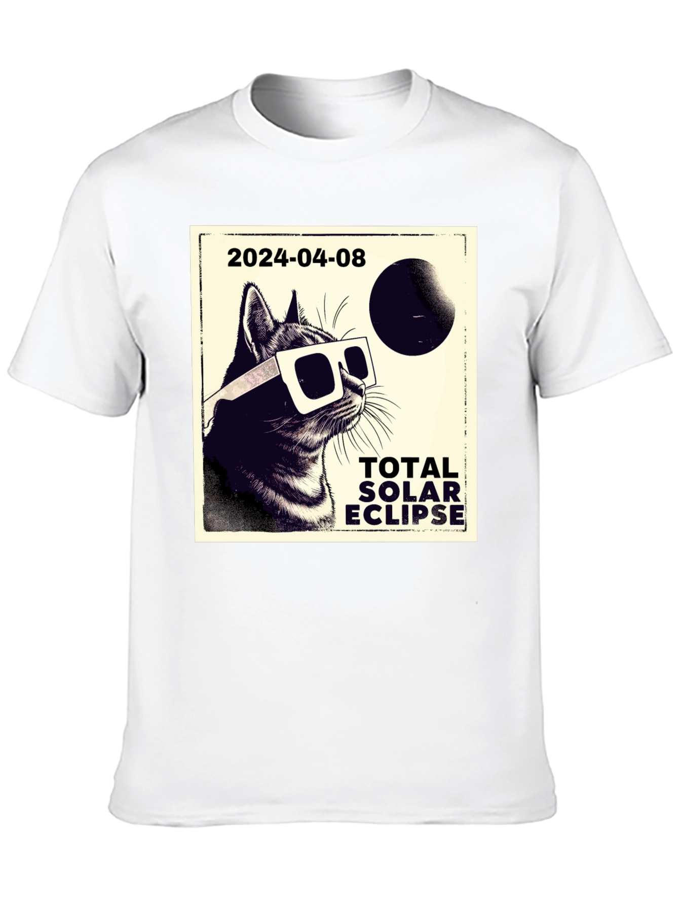 Total Solar Eclipse Cat T-Shirt - April 8 2024