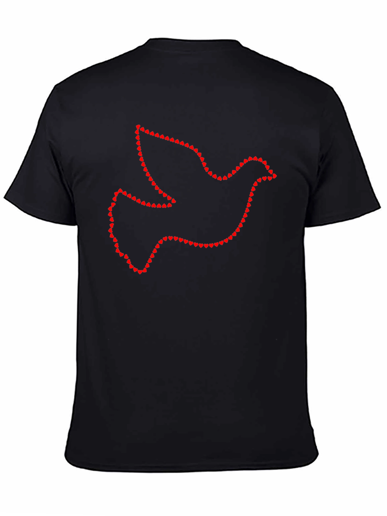 Dove Heart Outline Black T-Shirt