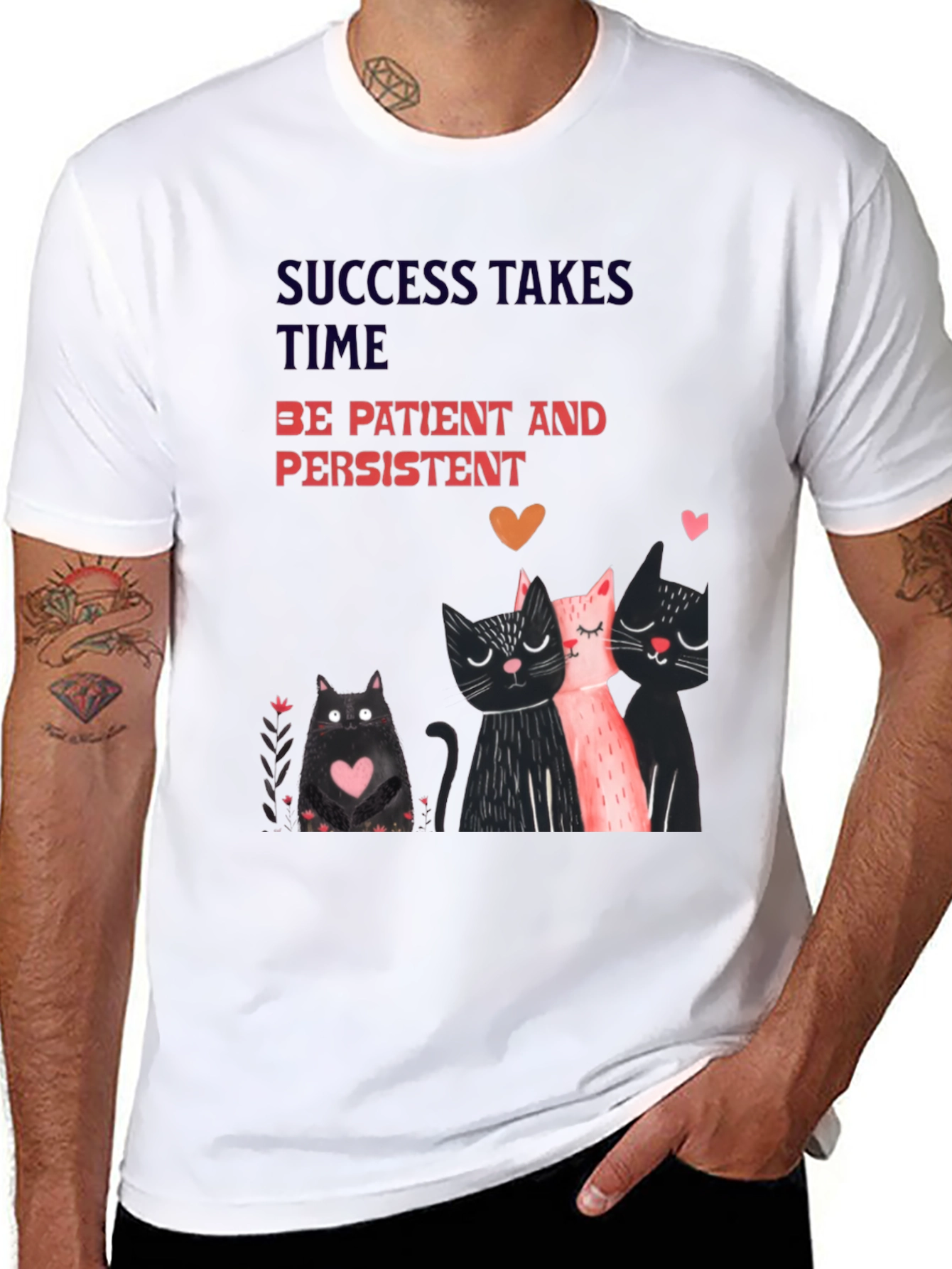 Cats & Motivation T-Shirt - Success Takes Time
