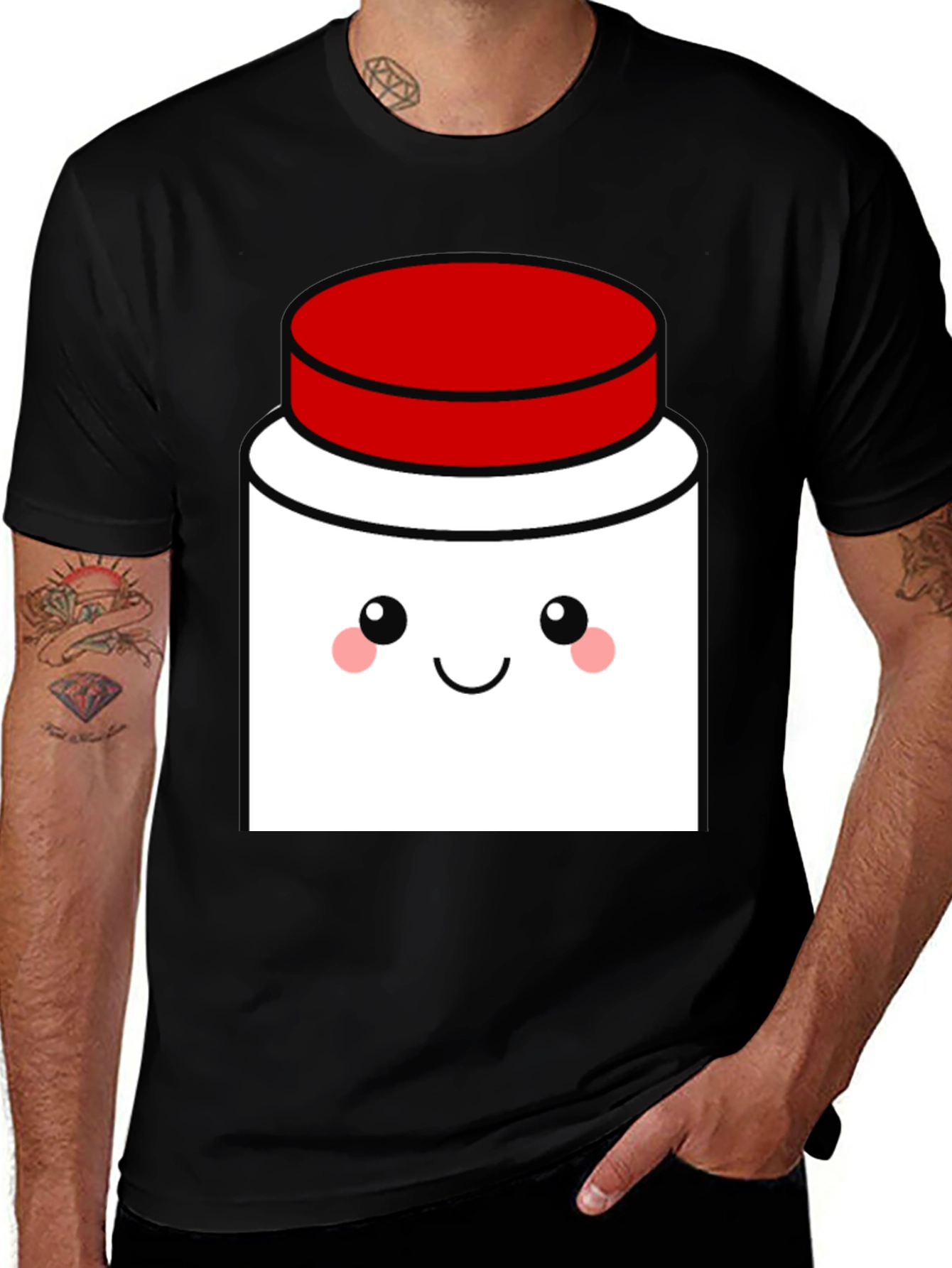 Cute Kawaii Jar T-Shirt - Black Cotton Blend