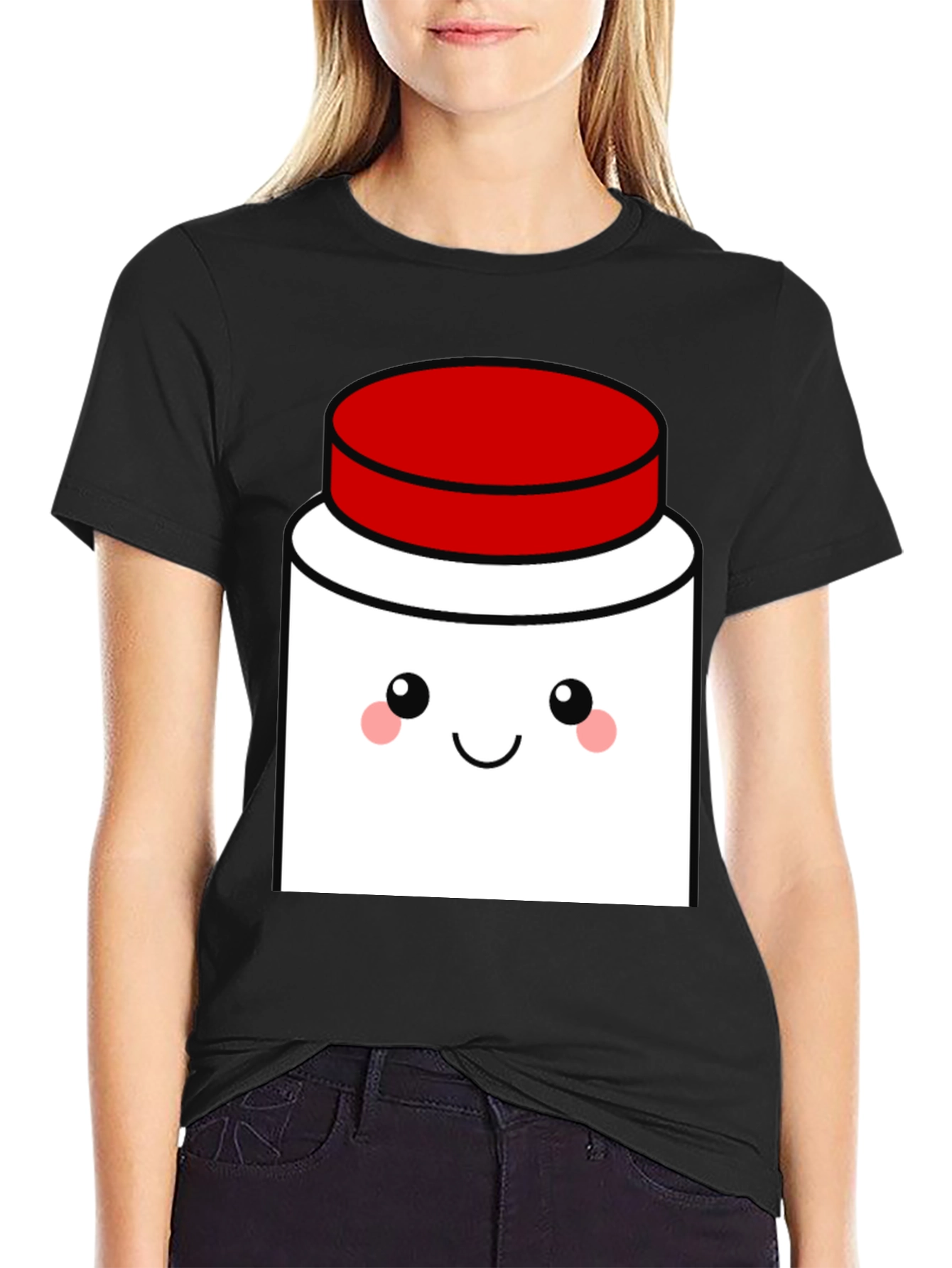 Cute Kawaii Jar T-Shirt - Black Cotton Blend