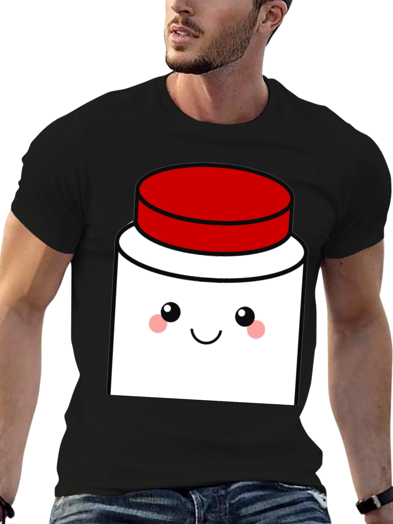 Cute Kawaii Jar T-Shirt - Black Cotton Blend