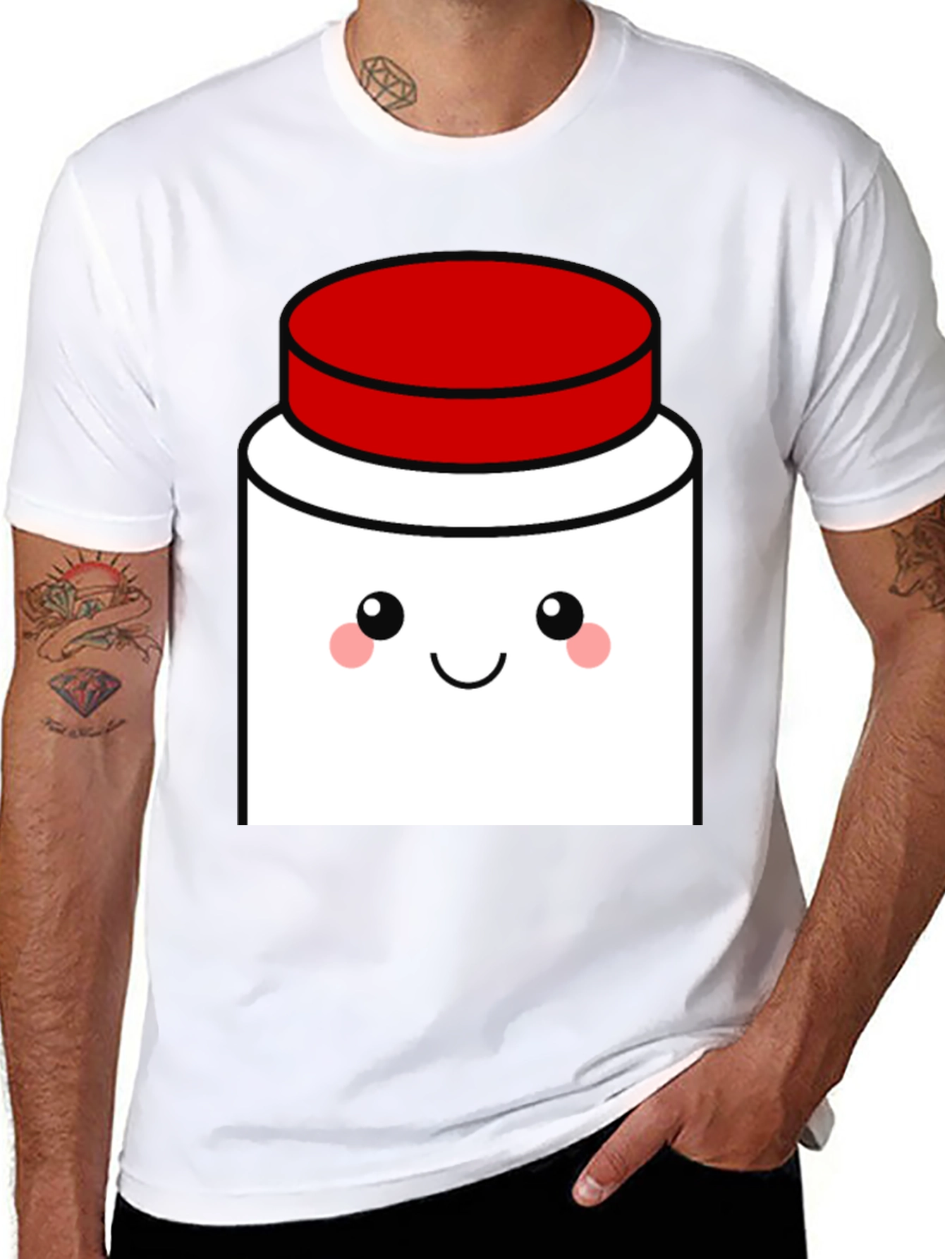 Cute Kawaii Jar T-Shirt - Black Cotton Blend