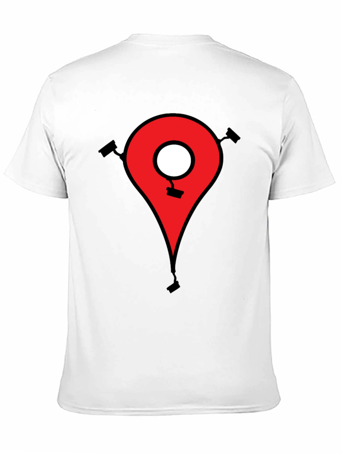 Mens Black T-Shirt - Location Pin CCTV Graphic