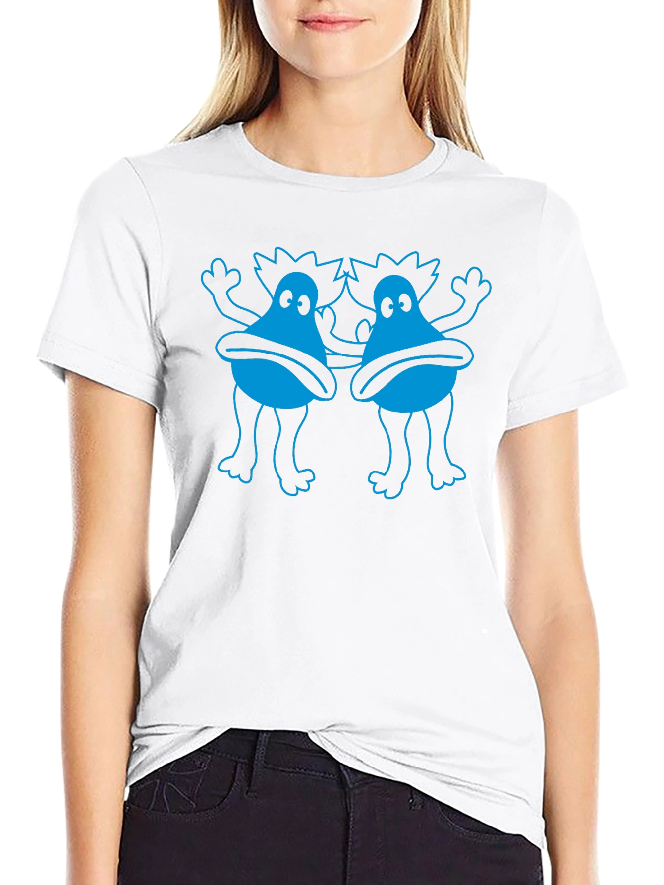 Funky Blue Monster Graphic Black T-Shirt