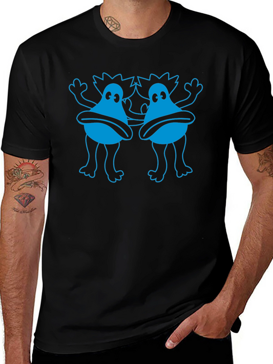 Funky Blue Monster Graphic Black T-Shirt