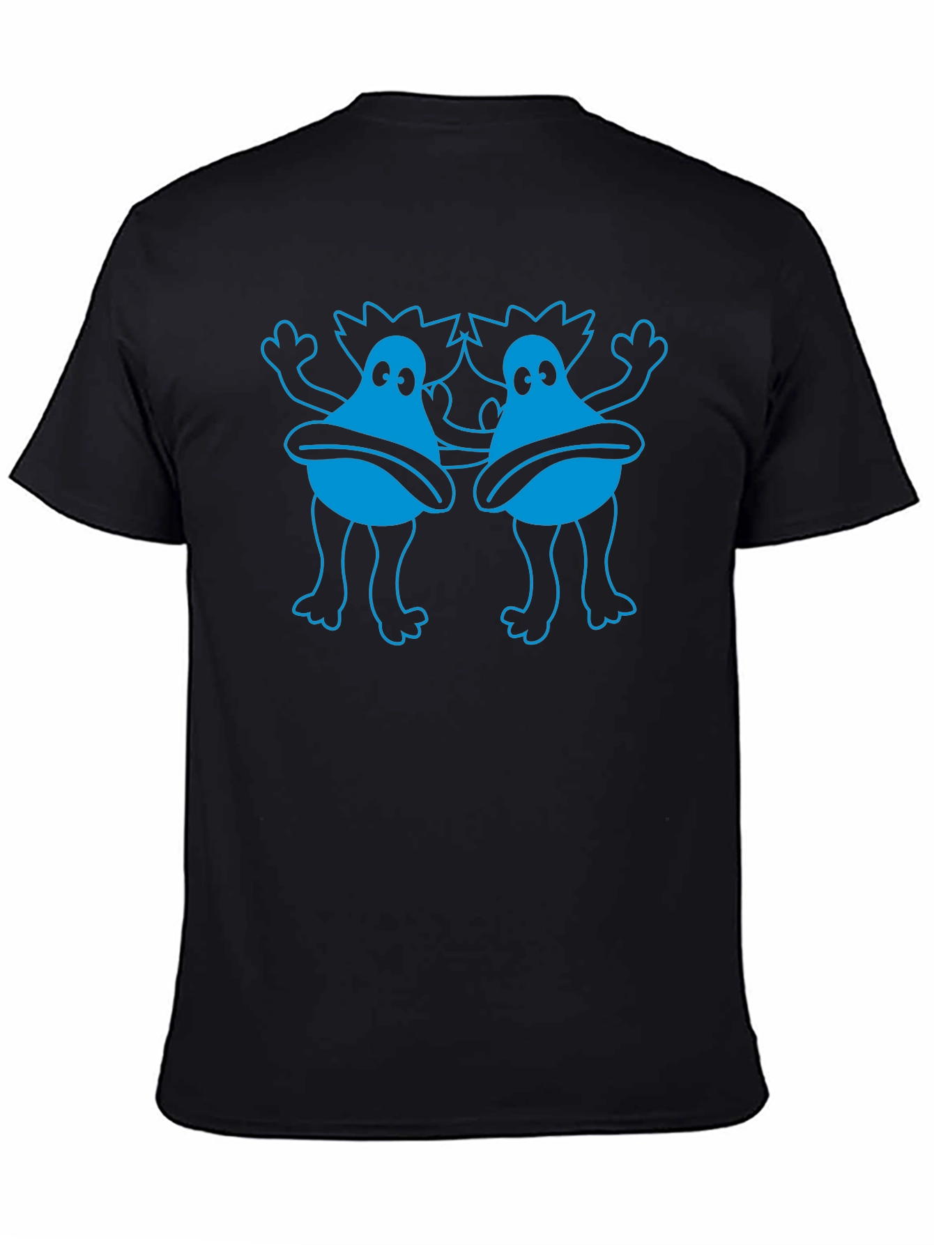 Funky Blue Monster Graphic Black T-Shirt
