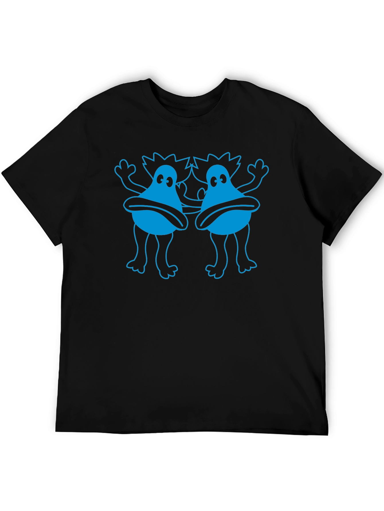 Funky Blue Monster Graphic Black T-Shirt