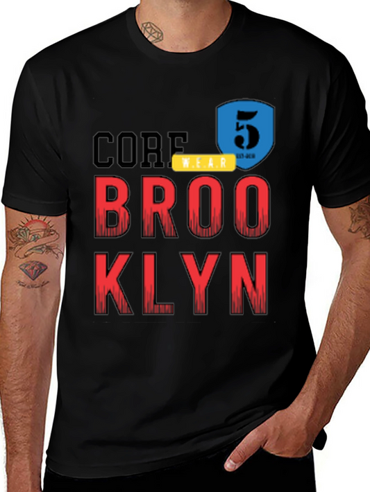 Brooklyn Core Wear Mens Black Graphic T-Shirt