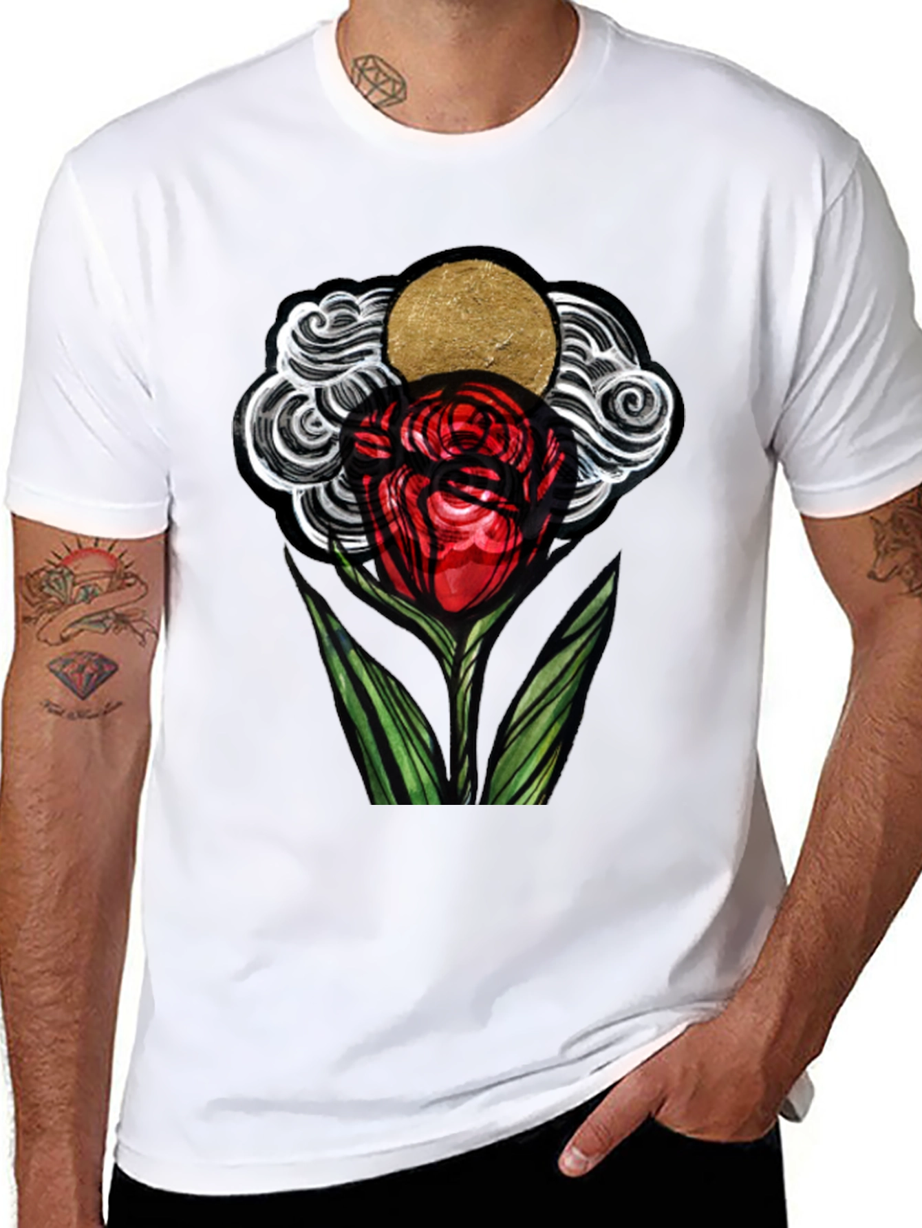 Artistic Rose Graphic T-Shirt