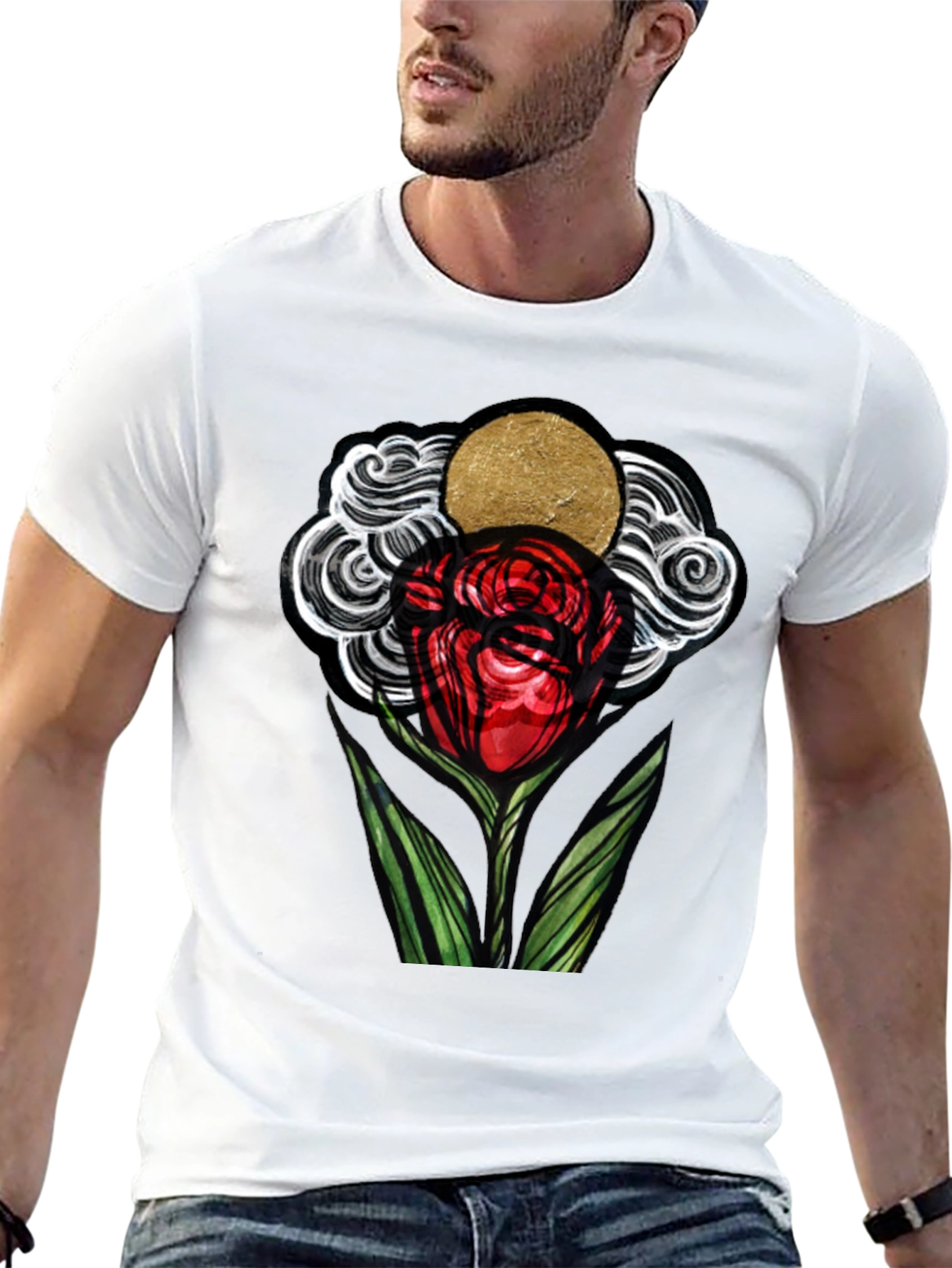 Artistic Rose Graphic T-Shirt