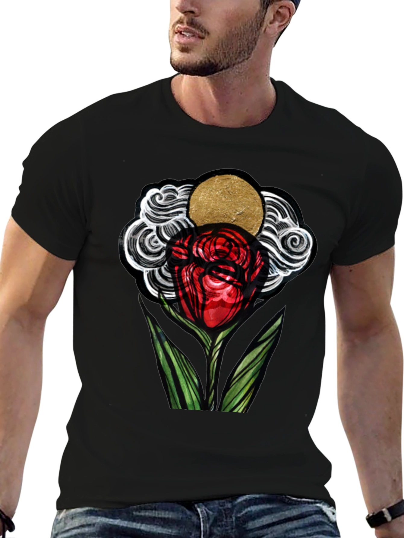 Artistic Rose Graphic T-Shirt