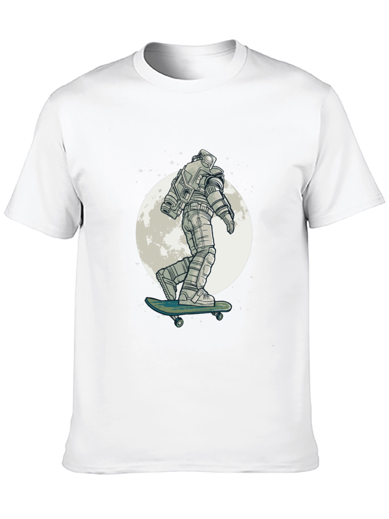 Astronaut Skateboard Graphic Tee - Black Cotton T-Shirt