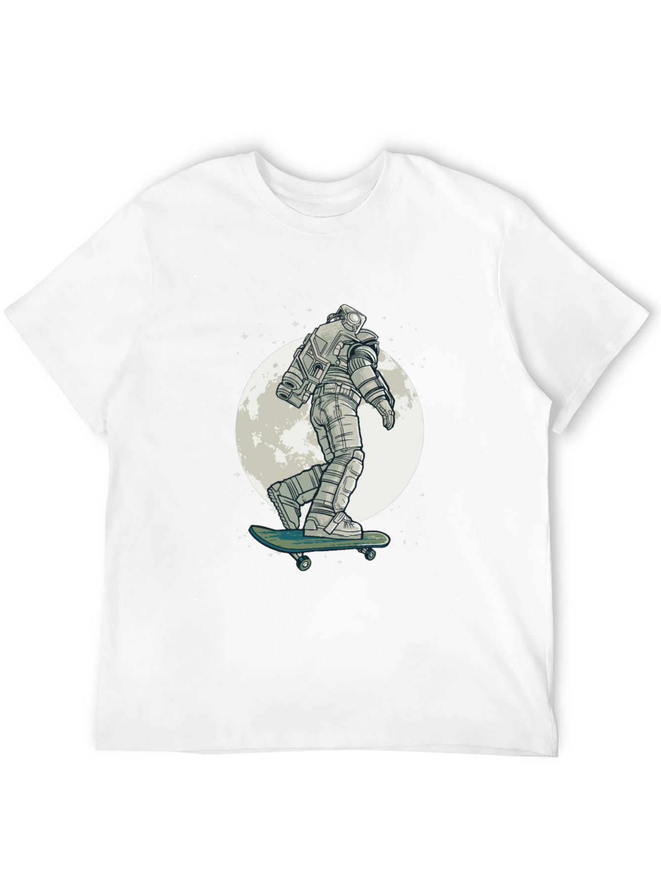 Astronaut Skateboard Graphic Tee - Black Cotton T-Shirt