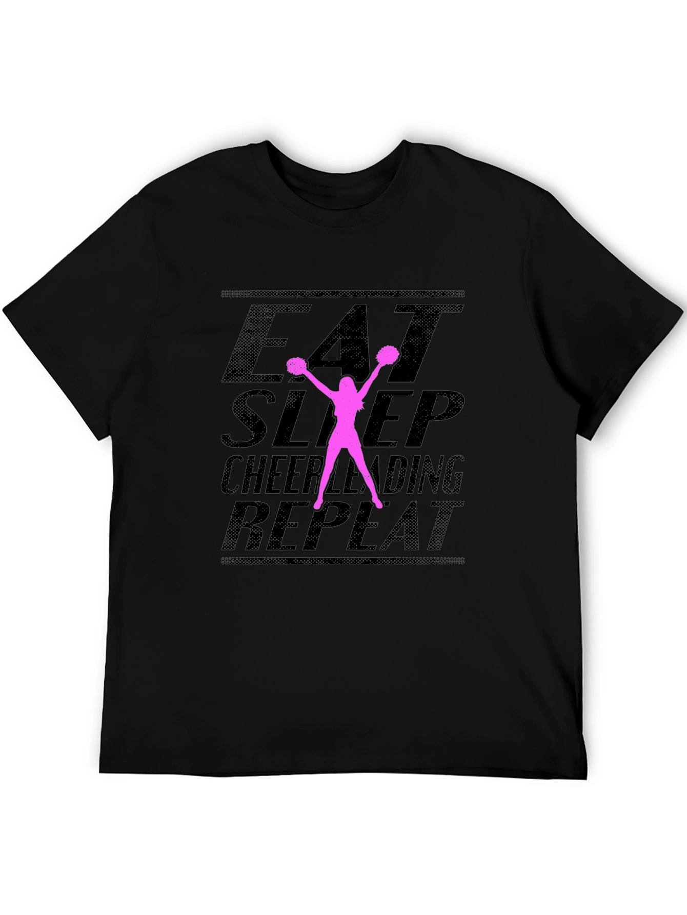 Eat Sleep Cheerleading Repeat Black T-Shirt