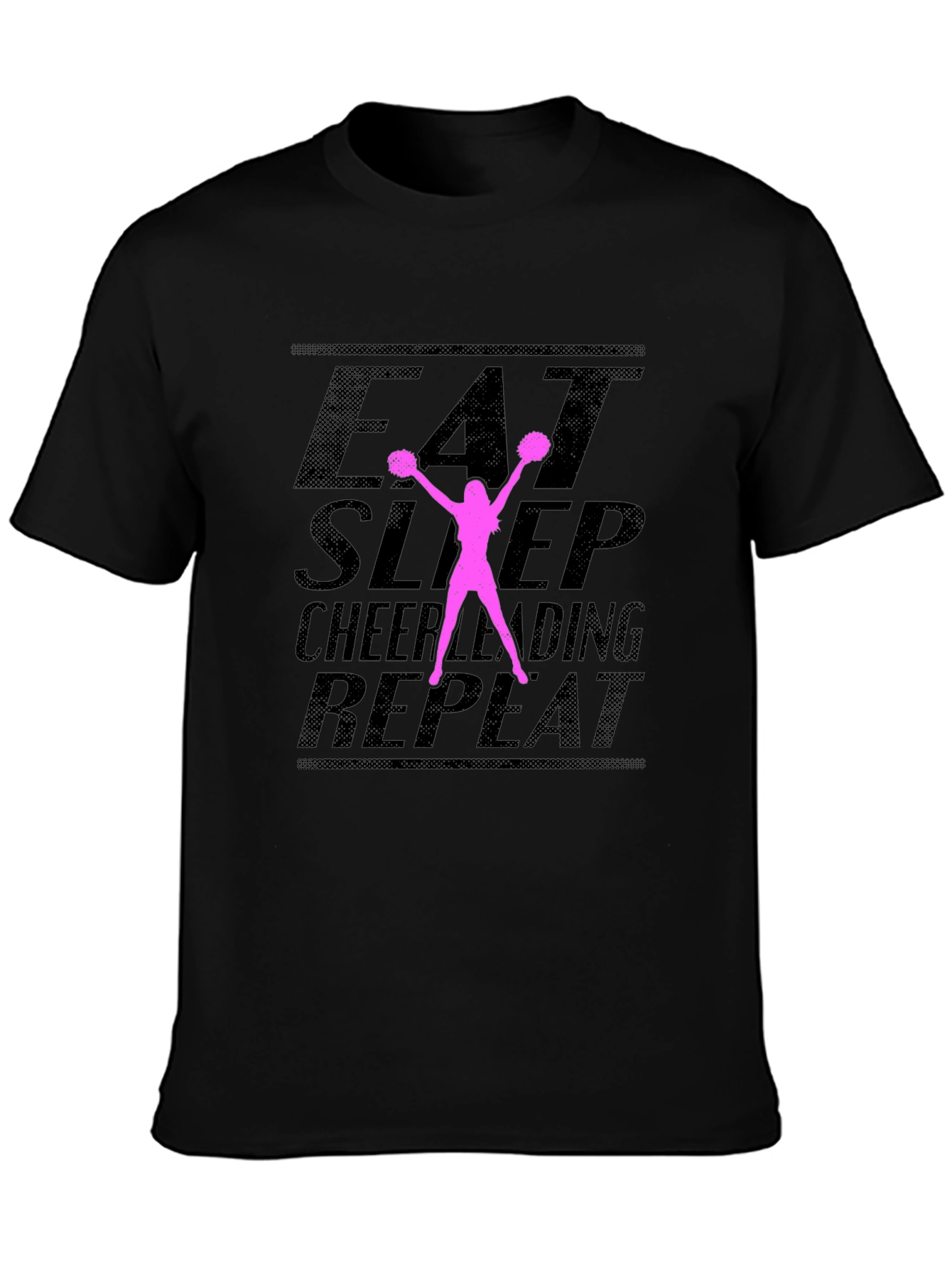 Eat Sleep Cheerleading Repeat Black T-Shirt