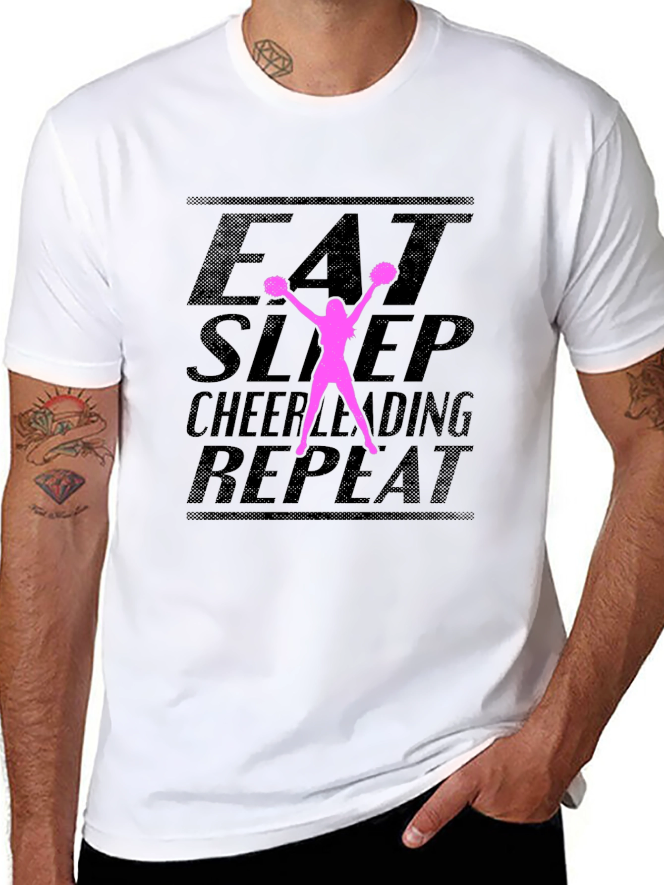 Eat Sleep Cheerleading Repeat Black T-Shirt