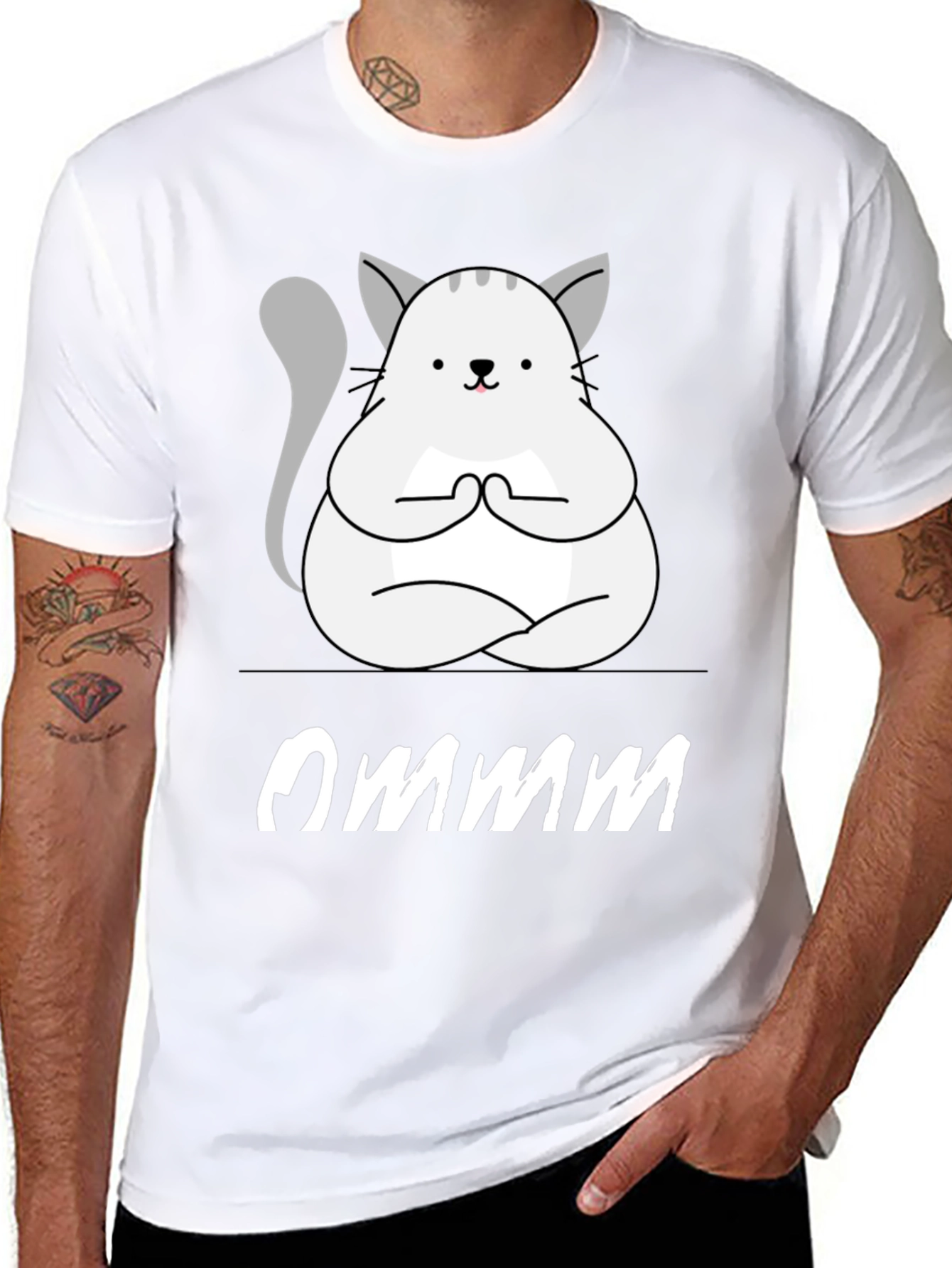 Ommm Yoga Cat T-Shirt - Zen Meditation Tee
