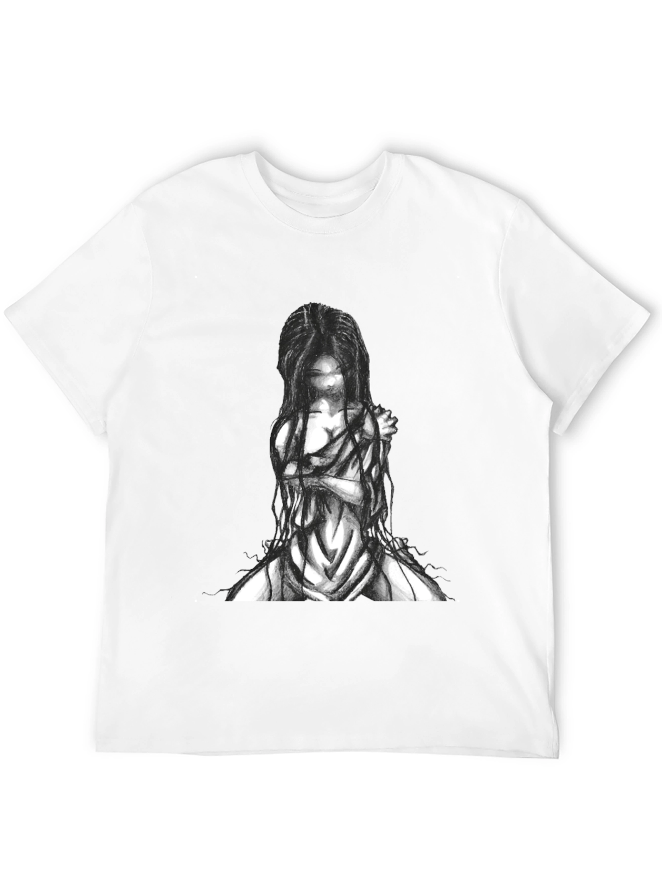 Black Graphic Tee - Ghostly Figure