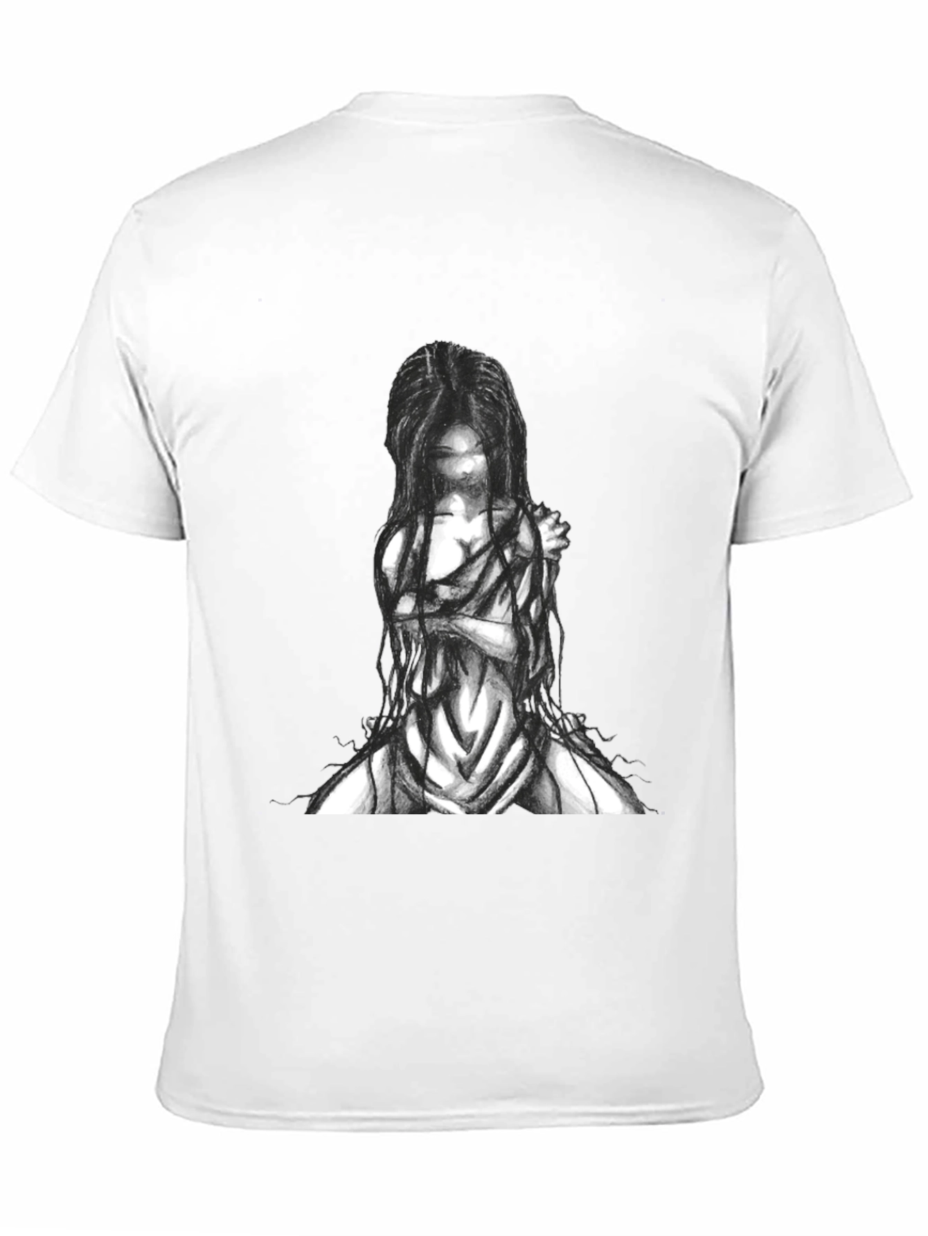 Black Graphic Tee - Ghostly Figure