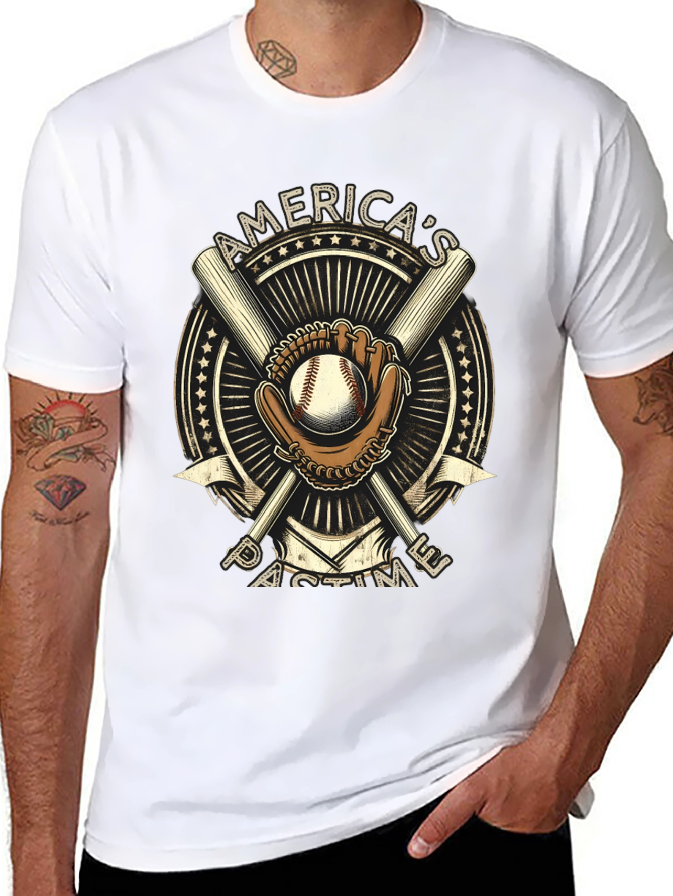 Americas Pastime Baseball Graphic T-Shirt