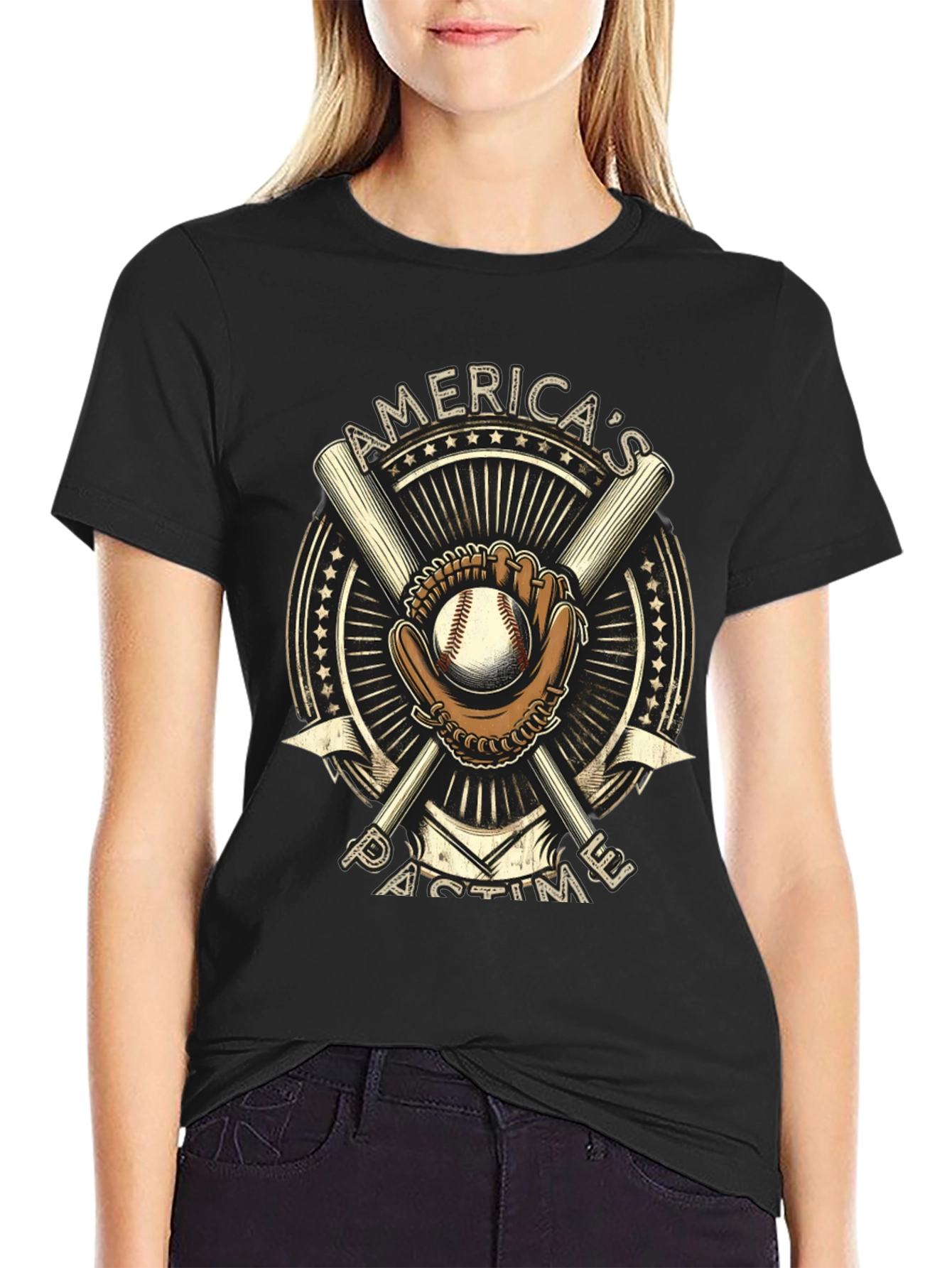 Americas Pastime Baseball Graphic T-Shirt