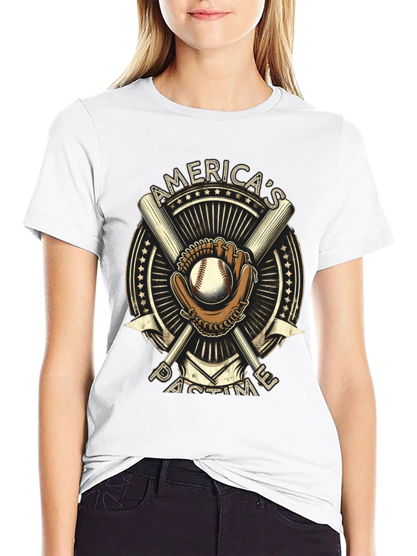 Americas Pastime Baseball Graphic T-Shirt