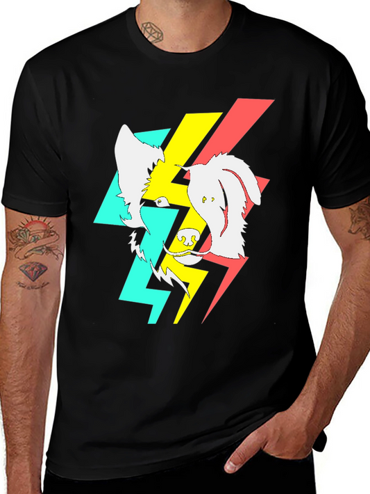 Abstract Dog Graphic Black T-Shirt