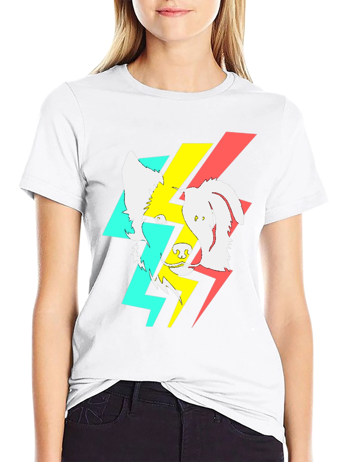 Abstract Dog Graphic Black T-Shirt