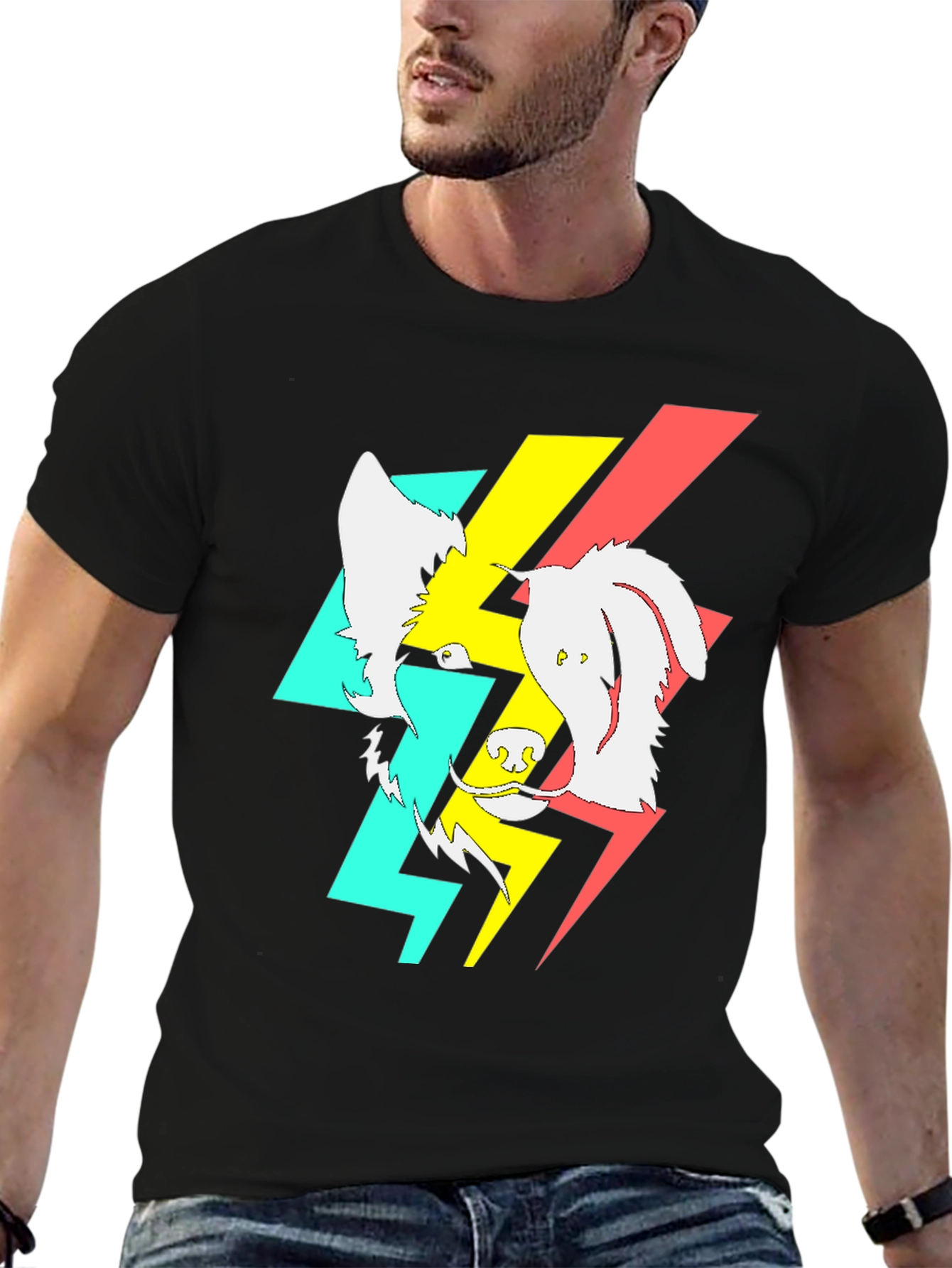 Abstract Dog Graphic Black T-Shirt