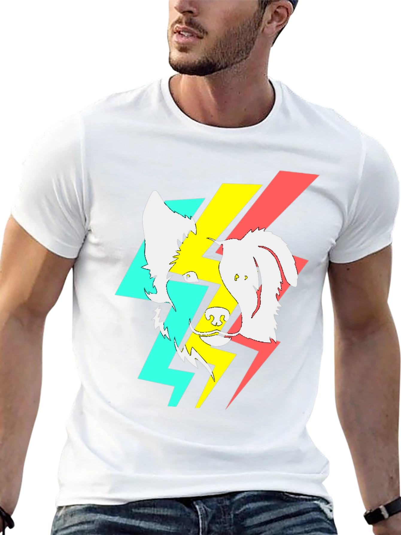 Abstract Dog Graphic Black T-Shirt