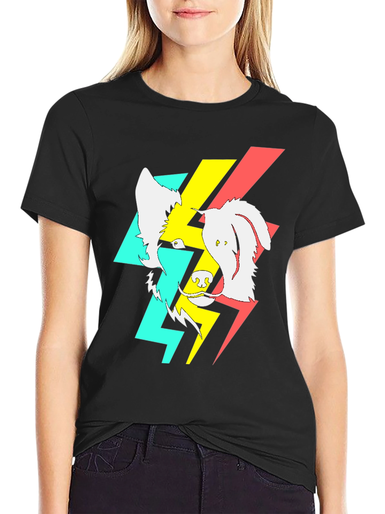 Abstract Dog Graphic Black T-Shirt