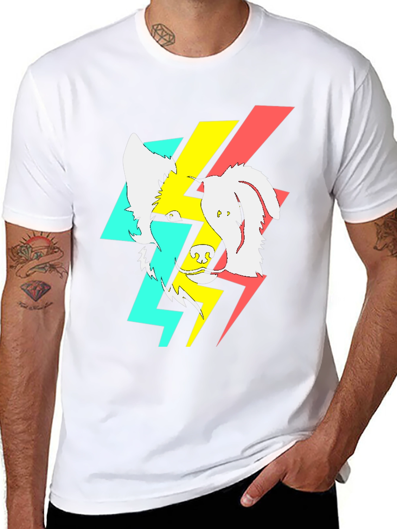 Abstract Dog Graphic Black T-Shirt