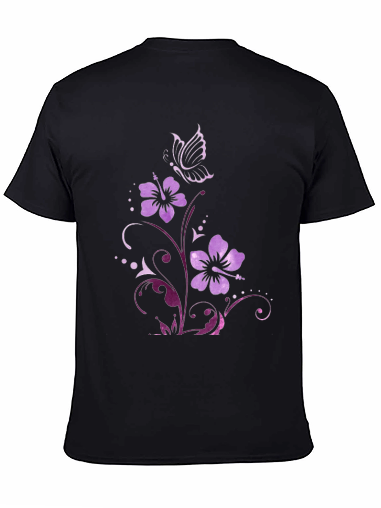 Floral Butterfly Graphic Tee - Mens Black T-Shirt