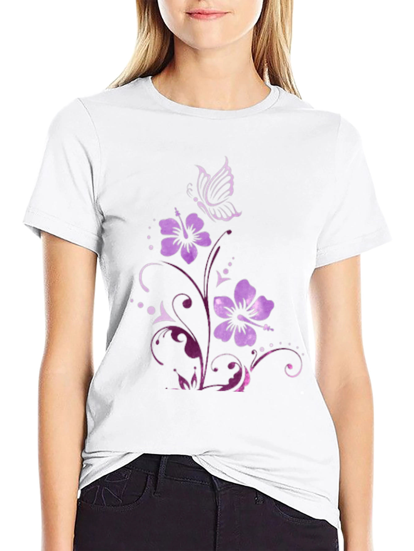 Floral Butterfly Graphic Tee - Mens Black T-Shirt