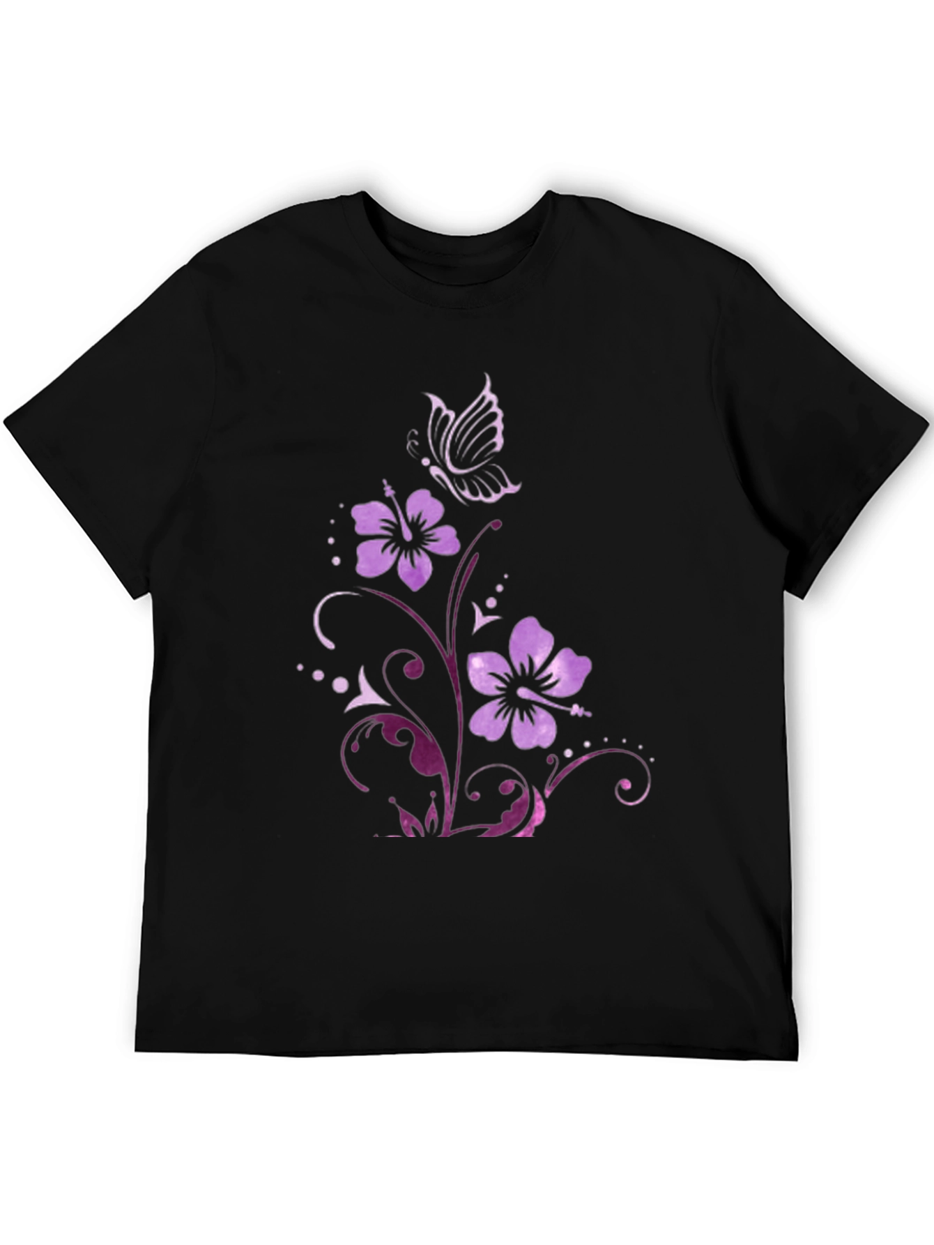 Floral Butterfly Graphic Tee - Mens Black T-Shirt