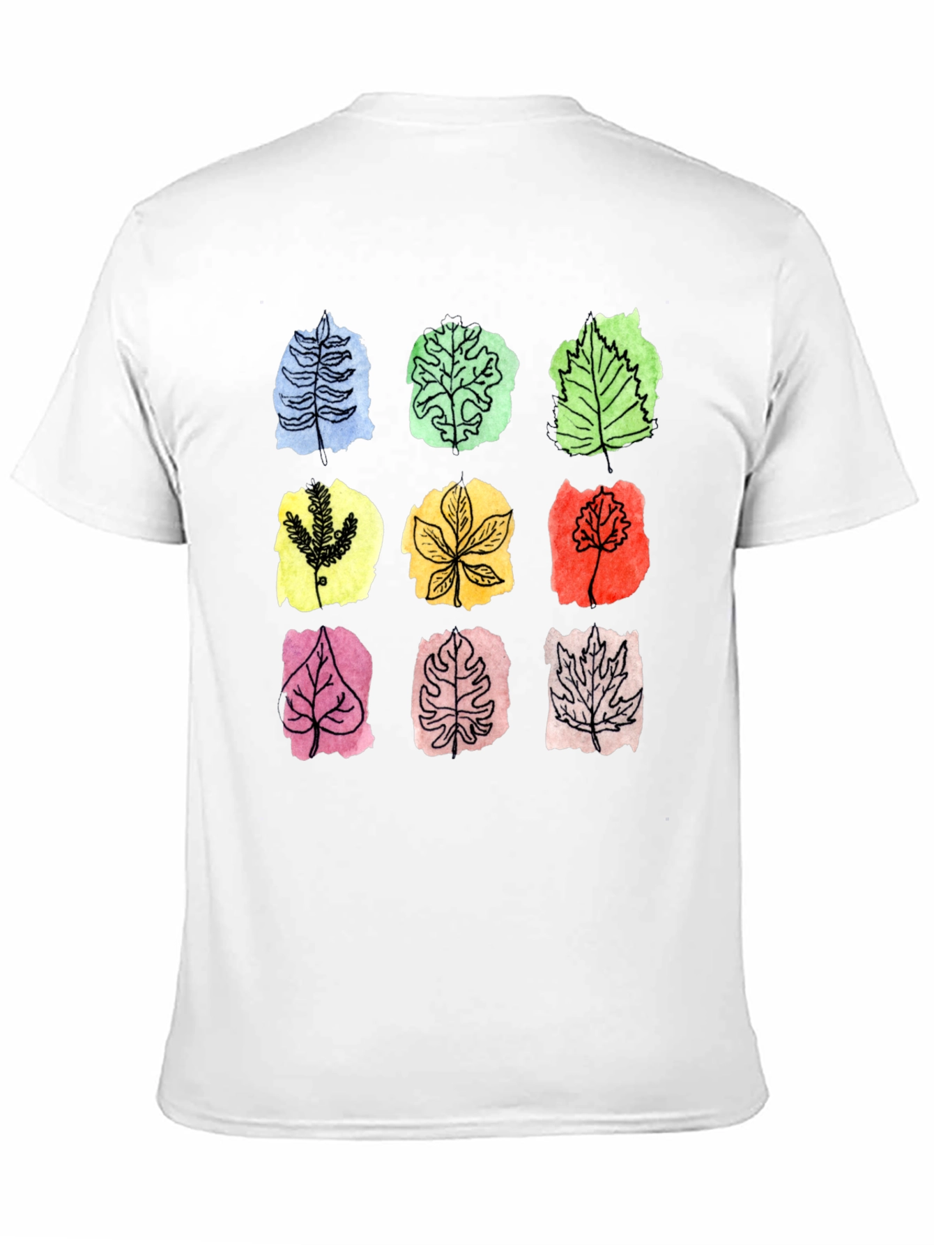 Botanical Leaf Print Black T-Shirt