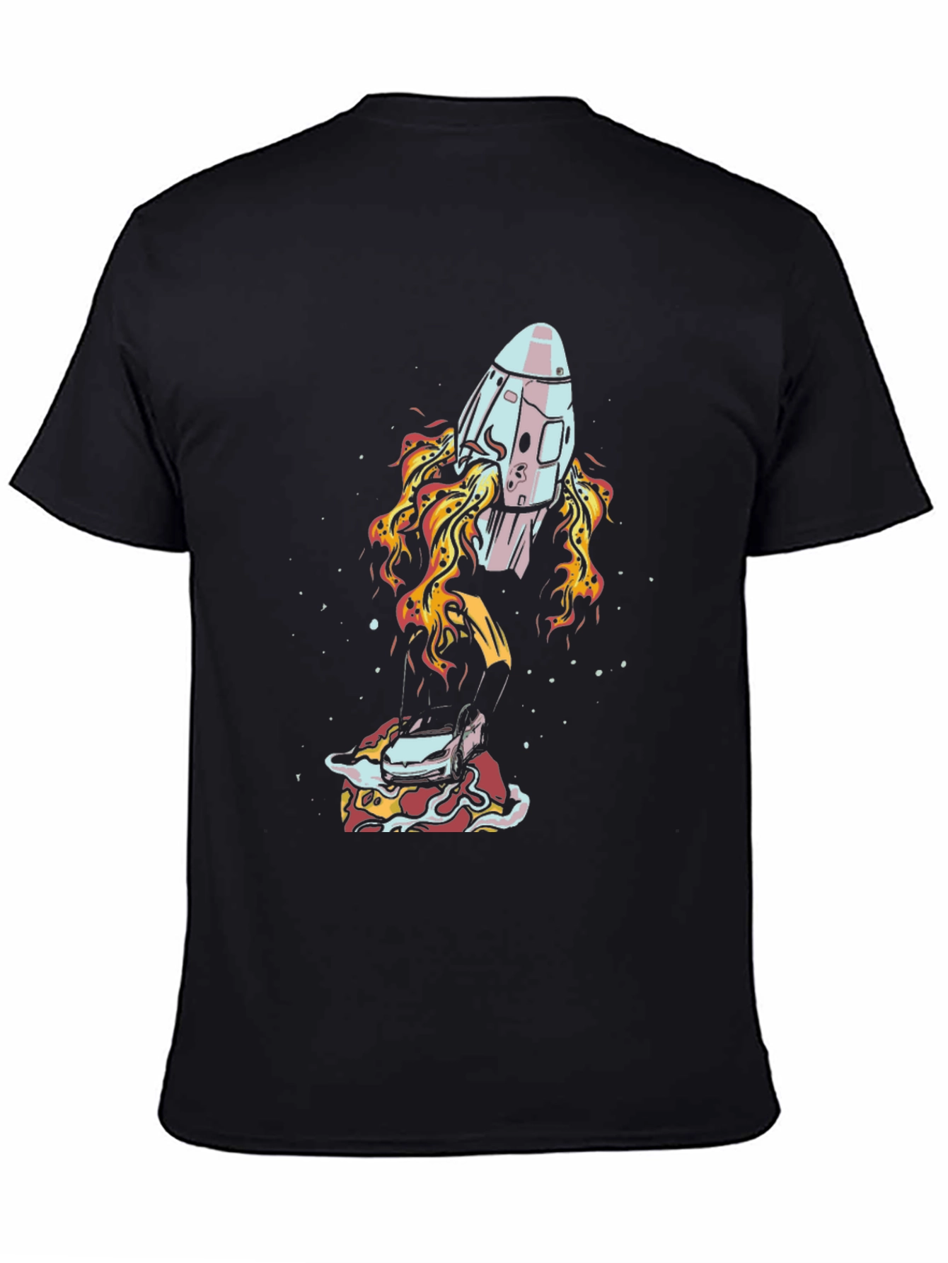 Rocket Launching From Pizza Mens Tee