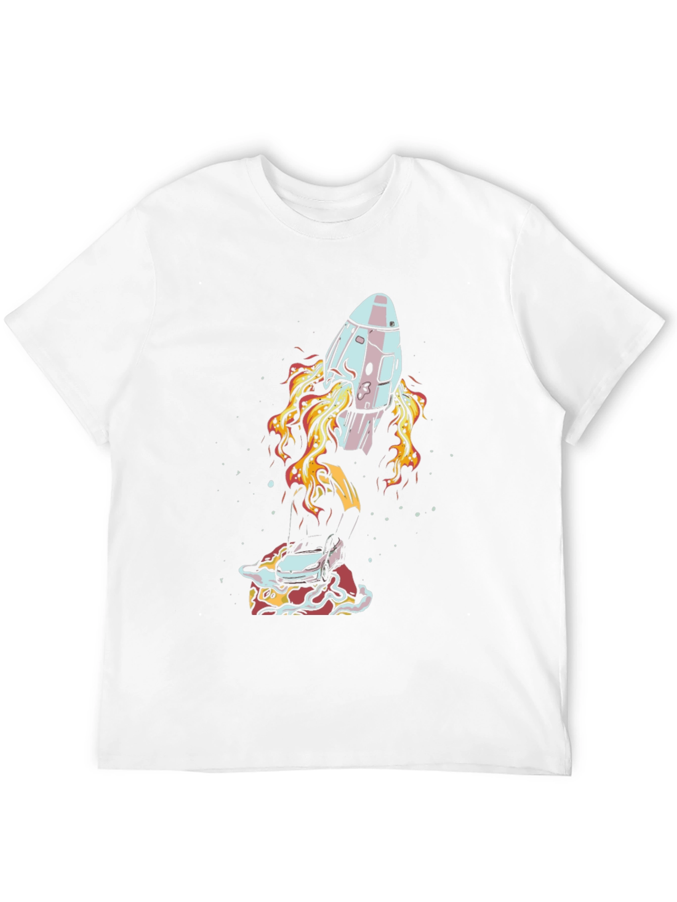 Rocket Launching From Pizza Mens Tee