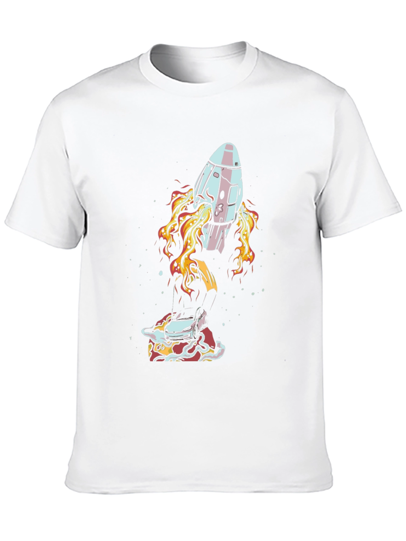 Rocket Launching From Pizza Mens Tee