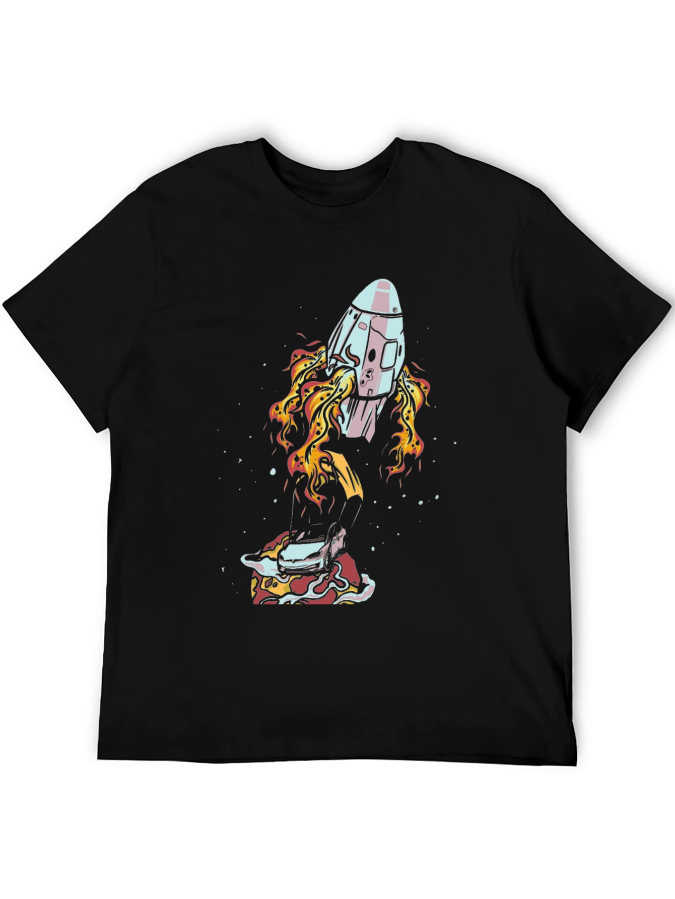 Rocket Launching From Pizza Mens Tee
