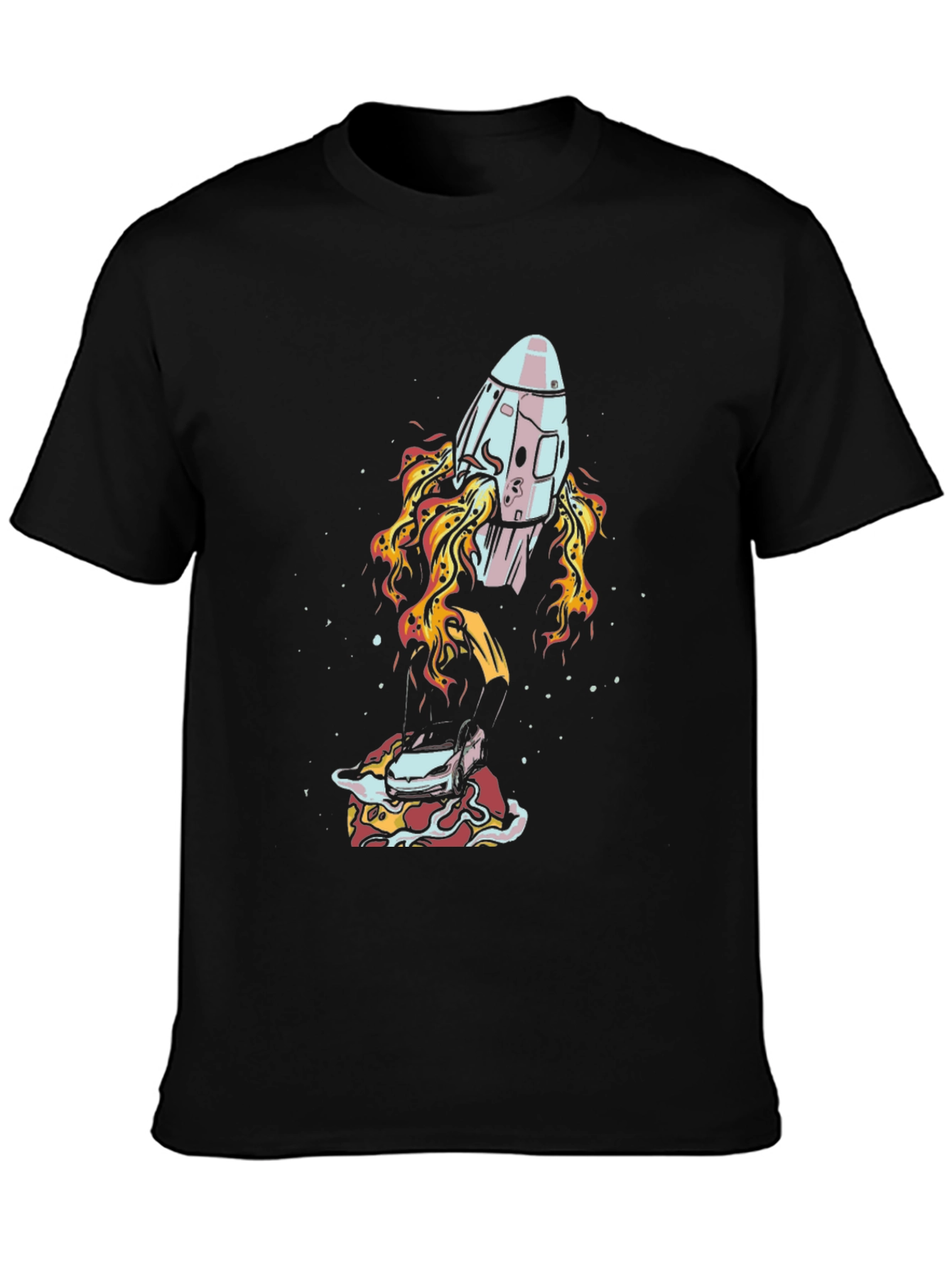 Rocket Launching From Pizza Mens Tee